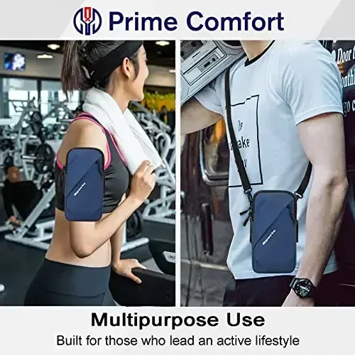 Phone Holder Arm Bands, Small Crossbody Shoulder Holsters Bag with Arm Band, Fits iPhone and All Cell Phones, Use for Running, Walking, Hiking & Biking (Plus Size,Blue) - 6