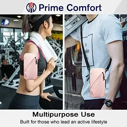 Phone Holder Arm Bands, Small Crossbody Shoulder Holsters Bag with Arm Band, Fits iPhone and All Cell Phones, Use for Running, Walking, Hiking & Biking (Plus Size,Pink) - 6