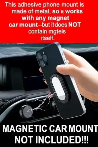 Phone Holder Foldable Phone Stand Phone Ring Holder Finger Kickstand 360° Rotation Cell Phone Stand Metal Phone Grip for Magnetic Car Mount Sticky Phone Grip Compatible with Most Smartphones - 5