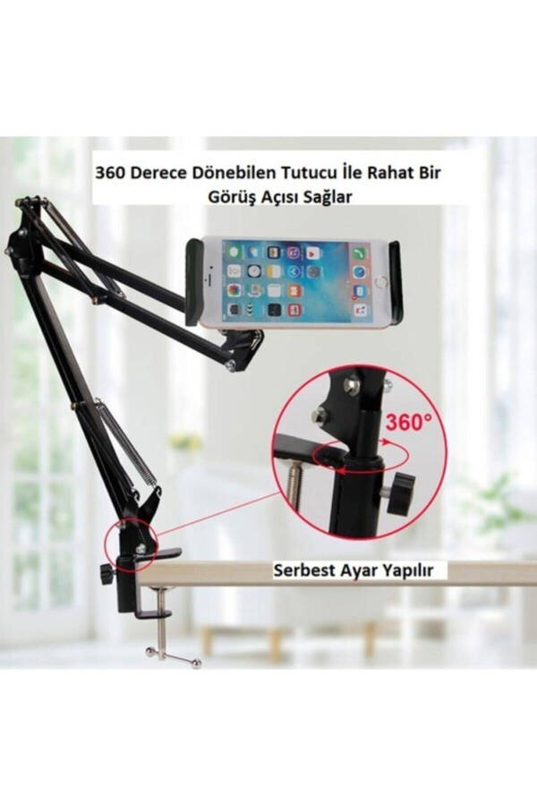 Phone Tablet Desk Stand Flexible Long Arm 360 Degree 6