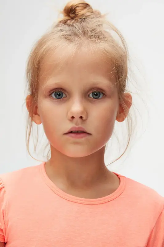 Phosphorus Orange Basic Girl Child Crew Neck Watermelon Sleeve T-shirt-NEON CORAL - 3