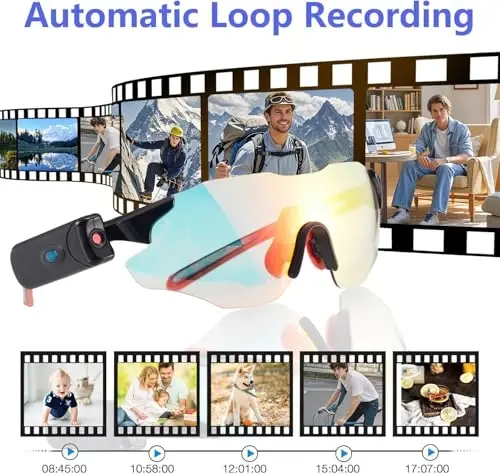 Photochromic Camera Video Recording Cycling Smart Sunglasses for Men -UV Polarized Sport Eyewear Full HD 1080p with 64GB Memory Card for Running and Driving - 5