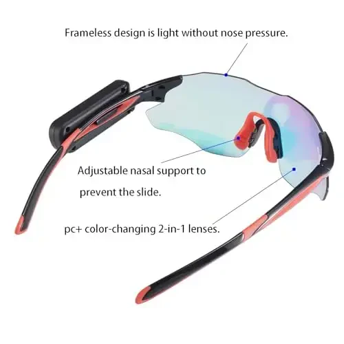 Photochromic Camera Video Recording Cycling Smart Sunglasses for Men -UV Polarized Sport Eyewear Full HD 1080p with 64GB Memory Card for Running and Driving - 2