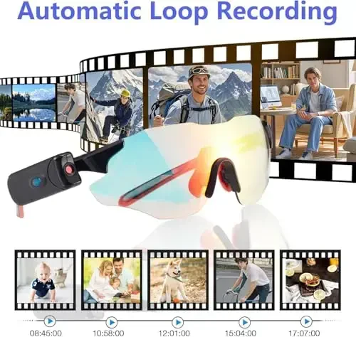 Photochromic Camera Video Recording Cycling Smart Sunglasses for Men -UV Polarized Sport Eyewear Full HD 1080p with 64GB Memory Card for Running and Driving - 5