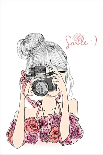 Photographer Girl Patterned Floral Digital Printed Washable Non-Slip Base Teenage Girl Kids Room Rug - Pink-White - PELANGI (1)