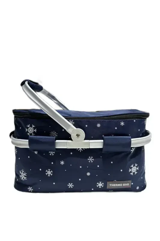 Picnic Bag - Picnic Basket - Printed navy blue - THERMO BAG