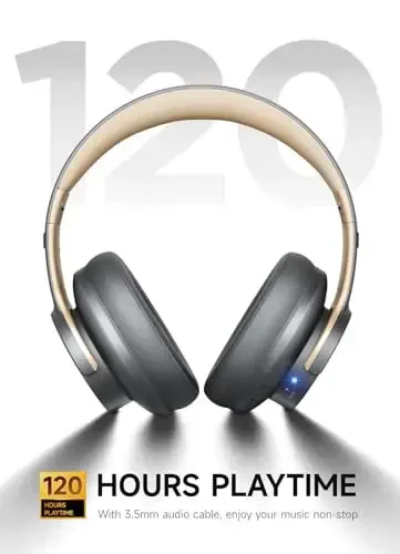 Picun B8 Bluetooth Eshitish vositasi, 3 EQ rejimi bilan 120H pleylistli simsiz Bluetooth eshitish vositasi, past kechikish, qo'ng'iroqlar, Sayohat Uy Ofis Uyali Telefon Kompyuter uchun quloq ustidagi eshitish vositasi (Kulrang Oltin) - 3