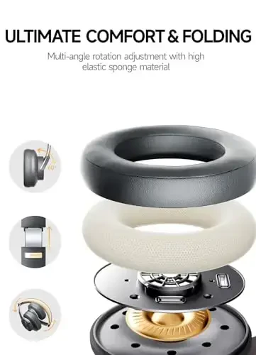 Picun B8 Bluetooth Eshitish vositasi, 3 EQ rejimi bilan 120H pleylistli simsiz Bluetooth eshitish vositasi, past kechikish, qo'ng'iroqlar, Sayohat Uy Ofis Uyali Telefon Kompyuter uchun quloq ustidagi eshitish vositasi (Kulrang Oltin) - 5