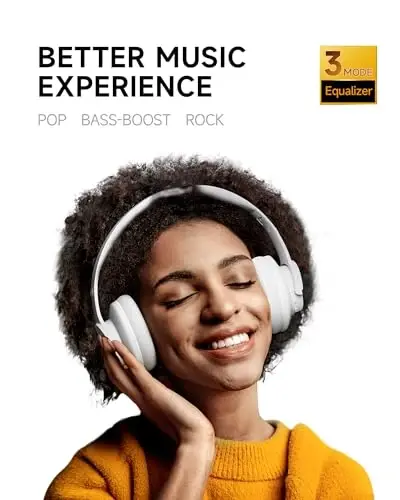 Picun B8 Bluetooth Headphones, 120 Hours Headphone Wireless Bluetooth, Hands-Free Calls, 3EQ & Game Mode, Foldable Headphones Over Ear for Travel Home Office Cellphone PC White - 3