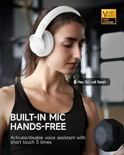 Picun B8 Bluetooth Headphones, 120 Hours Headphone Wireless Bluetooth, Hands-Free Calls, 3EQ & Game Mode, Foldable Headphones Over Ear for Travel Home Office Cellphone PC White - 4