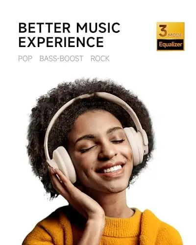 Picun B8 Bluetooth Headphones, 120H Playtime Headphone Wireless Bluetooth with 3 EQ Modes, Low Latency, Hands-Free Calls, Over Ear Headphones for Travel Home Office Cellphone PC Khaki White - PICUN (1)