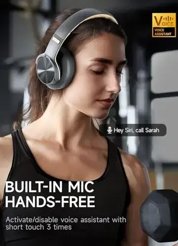 Picun B8 Bluetooth Headphones, 120H Playtime Headphones Wireless Bluetooth with 3 EQ Modes, Low Latency, Hands-Free Calls, Over Ear Headphones for Travel Home Office Cellphone PC (Ashen Golden) - PICUN (1)