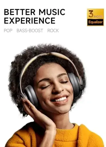 Picun B8 Bluetooth Headphones, 120H Playtime Headphones Wireless Bluetooth with 3 EQ Modes, Low Latency, Hands-Free Calls, Over Ear Headphones for Travel Home Office Cellphone PC (Ashen Golden) - 4