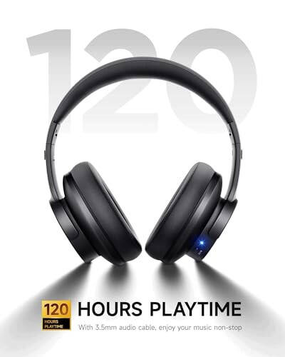 Picun B8 Bluetooth Headphones, 120H Playtime Headphone Wireless Bluetooth with 3 EQ Modes, Low Latency, Hands-Free Calls, Over Ear Headphones for Travel Home Office Cellphone PC Black - 3
