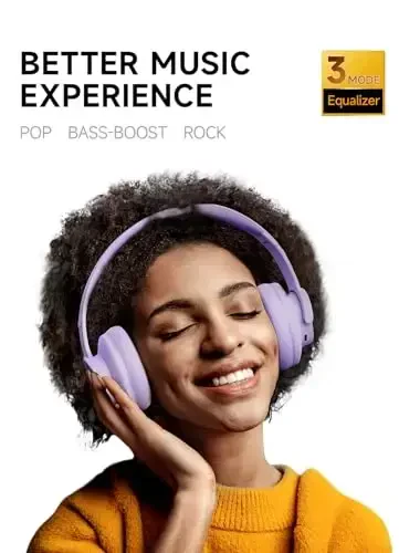 Picun B8 Headphones Wireless Bluetooth, 120H Bluetooth Headphone Over Ear with 3EQ Music Modes, Hands-Free Calls, Deep Bass Headphones for Travel Home Office Cellphone PC (Purple) - 2