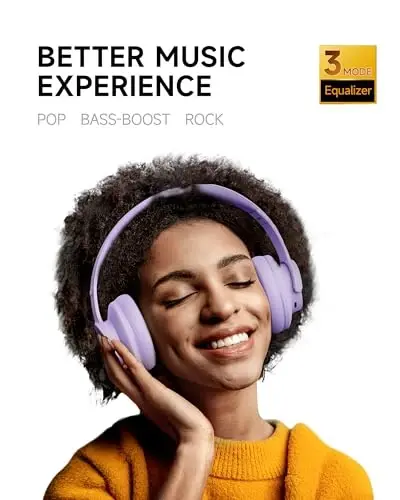 Picun B8 Headphones Wireless Bluetooth, 120H Bluetooth Headphone Over Ear with 3EQ Music Modes, Hands-Free Calls, Deep Bass Headphones for Travel Home Office Cellphone PC (Purple) - 1