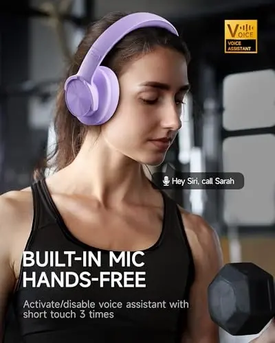 Picun B8 Headphones Wireless Bluetooth, 120H Bluetooth Headphone Over Ear with 3EQ Music Modes, Hands-Free Calls, Deep Bass Headphones for Travel Home Office Cellphone PC (Purple) - 3