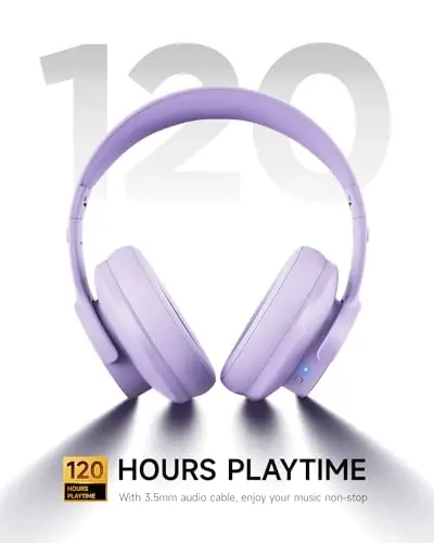 Picun B8 Headphones Wireless Bluetooth, 120H Bluetooth Headphone Over Ear with 3EQ Music Modes, Hands-Free Calls, Deep Bass Headphones for Travel Home Office Cellphone PC (Purple) - PICUN (1)