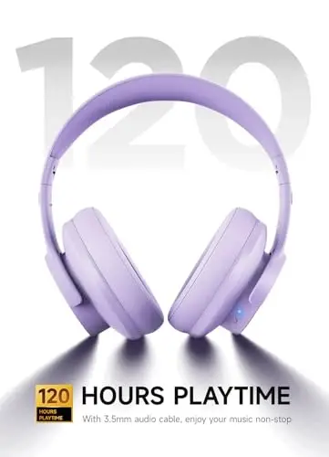 Picun B8 Headphones Wireless Bluetooth, 120H Bluetooth Headphone Over Ear with 3EQ Music Modes, Hands-Free Calls, Deep Bass Headphones for Travel Home Office Cellphone PC (Purple) - 3