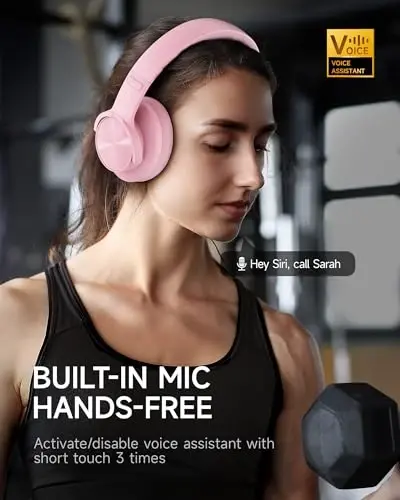 Picun B8 Headphones Wireless Bluetooth, 120H Bluetooth Headphone Over Ear with 3EQ Music Modes, Hands-Free Calls, Deep Bass Headphones for Travel Home Office Cellphone PC (Pink) - PICUN