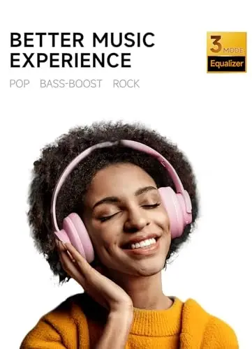 Picun B8 Headphones Wireless Bluetooth, 120H Bluetooth Headphone Over Ear with 3EQ Music Modes, Hands-Free Calls, Deep Bass Headphones for Travel Home Office Cellphone PC (Pink) - 4