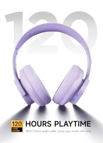 Picun B8 simsiz Bluetooth quloqchinlari, 3EQ musiqa rejimi bilan 120H Bluetooth quloqchinlari, qoʻlsiz qoʻngʻiroqlar, sayohat uyi ofisi mobil telefoni kompyuteri uchun chuqur bassli quloqchinlar (binafsha) - 3