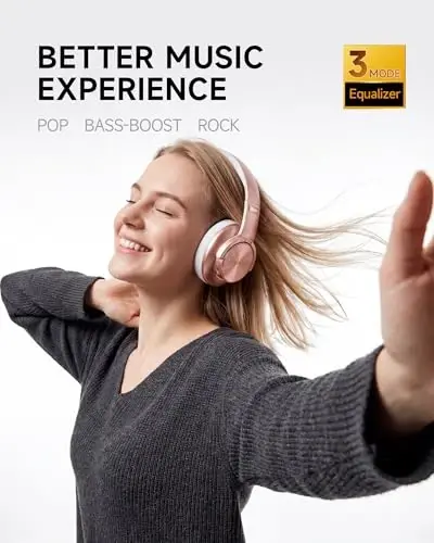Picun B8 Wireless Bluetooth Headphones, 120H Playtime, 3EQ Modes, Rose Gold | Over-Ear, Built-in Microphone, Multipoint Connection, Foldable, Button & Touch Controls, for Travel Home Office Phone PC - PICUN (1)