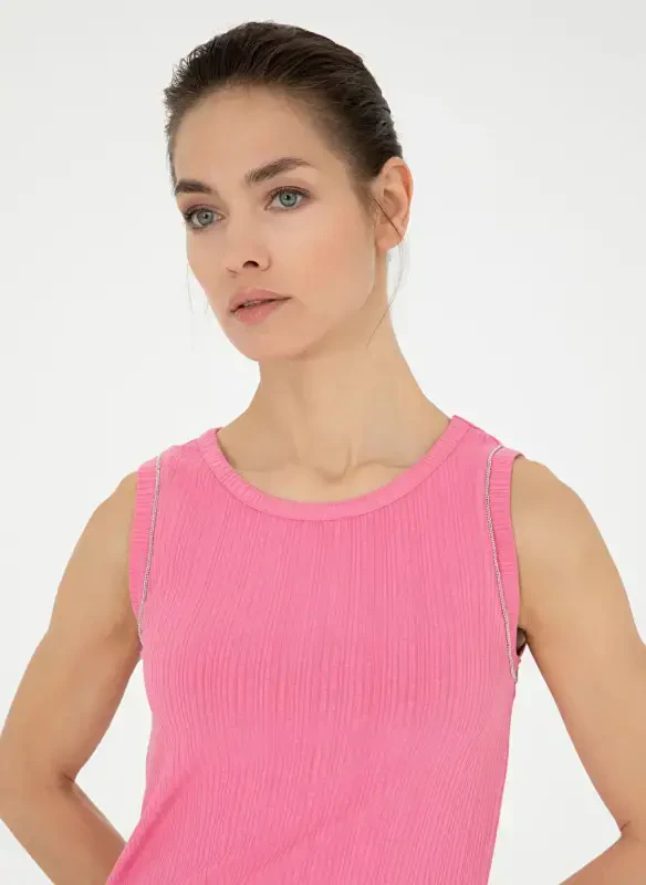 Pierre Cardin Bisiklet Yaka Pembe Kadın T-Shirt LAFES - 2