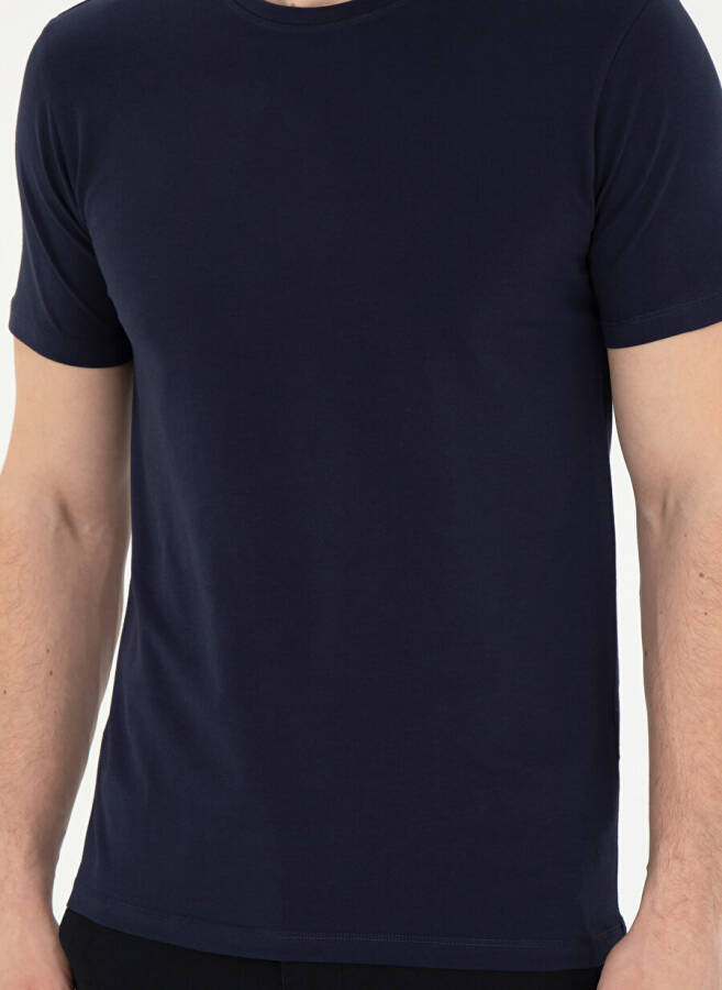 Pierre Cardin Crew Neck Plain Navy Blue Men's T-Shirt BIVIO - 11