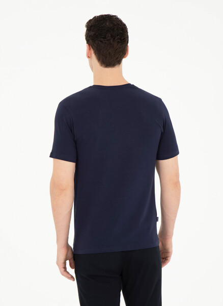 Pierre Cardin Crew Neck Plain Navy Blue Men's T-Shirt BIVIO - 12