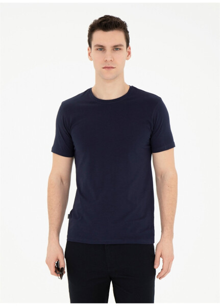 Pierre Cardin Crew Neck Plain Navy Blue Men's T-Shirt BIVIO - 13