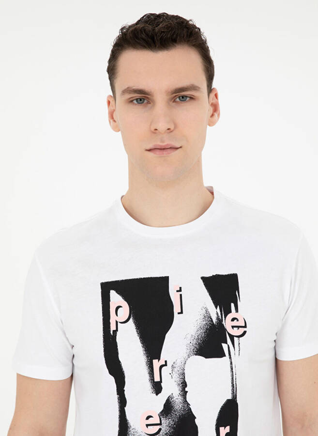 Pierre Cardin Crew Neck Printed White Men's T-Shirt ARTE - 2