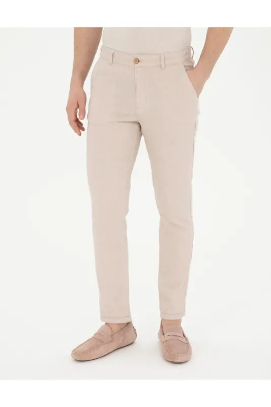 PİERRE CARDİN ERKEK CHINOS SLİM FİT KETEN PANTOLON G021SZ078.000.1844077 RAMON - BEJ - 4