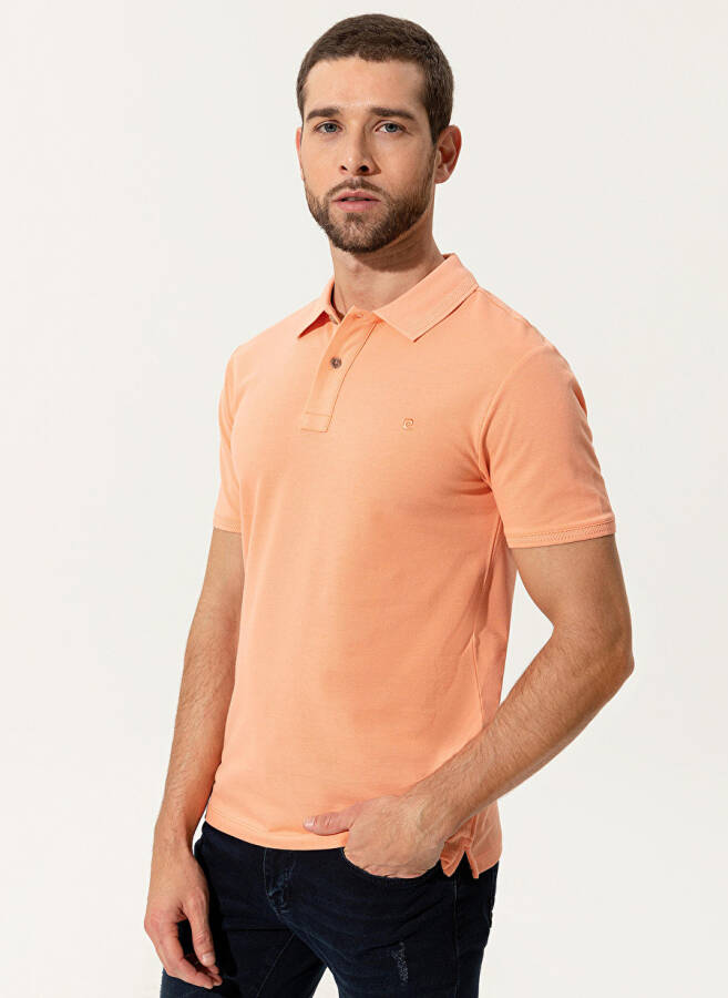 Pierre Cardin Erkek Polo T-Shirt, Düz Turuncu, Polo Yaka - 3