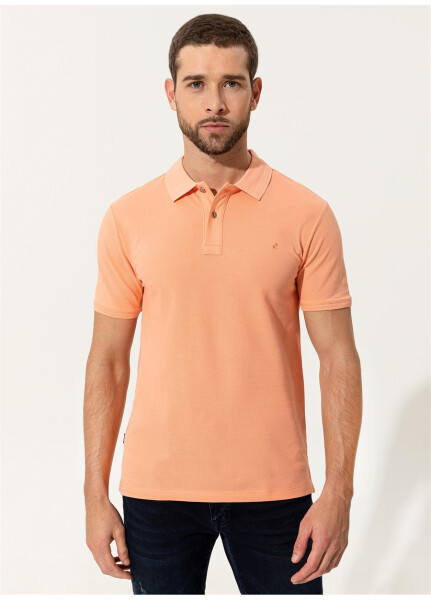 Pierre Cardin Erkek Polo T-Shirt, Düz Turuncu, Polo Yaka - 7