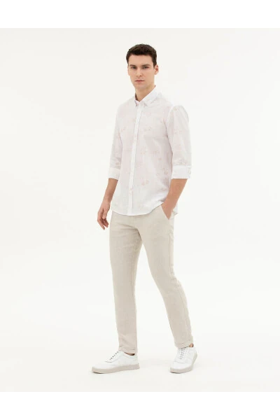 PİERRE CARDİN ERKEK CHINOS SLİM FİT KETEN PANTOLON G021SZ078.000.1887750 ELENA 011 BEJ - Modazone (1)