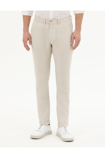 PİERRE CARDİN ERKEK CHINOS SLİM FİT KETEN PANTOLON G021SZ078.000.1887750 ELENA 011 BEJ - BEJ - 4