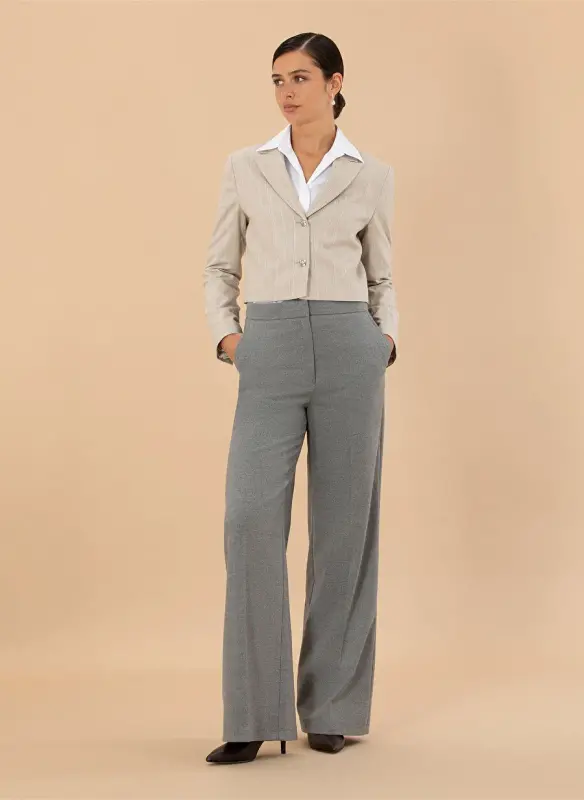 Pierre Cardin High Waist Flare Gray Women's Trousers LAMER-P - 1