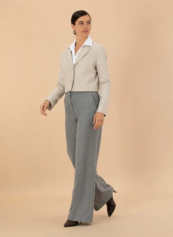 Pierre Cardin High Waist Flare Gray Women's Trousers LAMER-P - 3