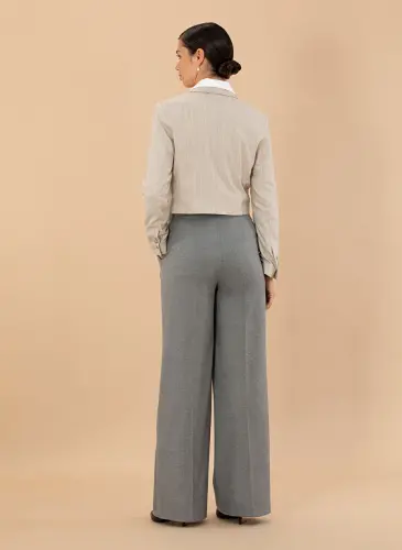 Pierre Cardin High Waist Flare Gray Women's Trousers LAMER-P - 4