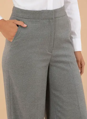 Pierre Cardin High Waist Flare Gray Women's Trousers LAMER-P - 5