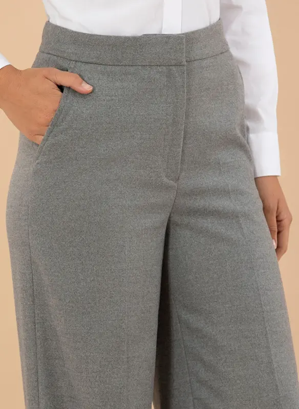 Pierre Cardin High Waist Flare Gray Women's Trousers LAMER-P - 5