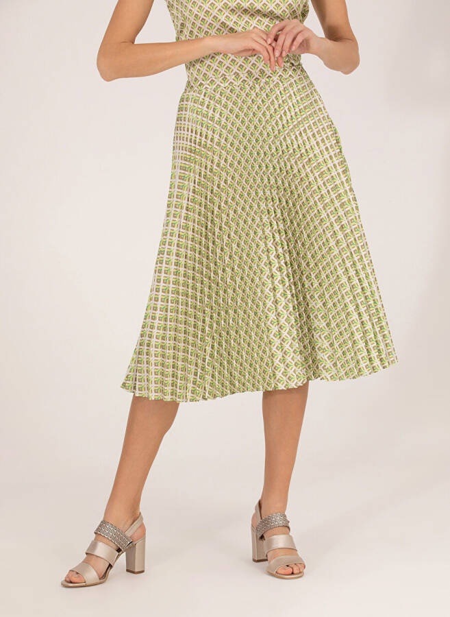 Pierre Cardin High Waist Green Women's Printed Midi Skirt SERANTE-E - 2