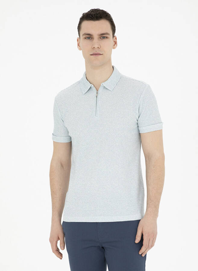 Pierre Cardin Jacquard Blue Men's Polo T-Shirt SAROZ - 2