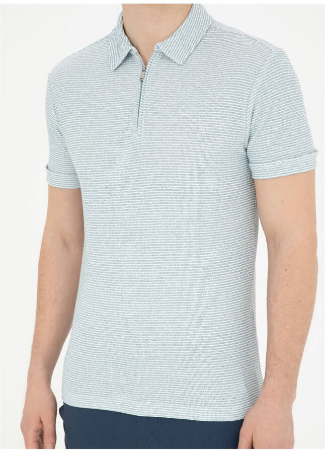 Pierre Cardin Jacquard Blue Men's Polo T-Shirt SAROZ - 8