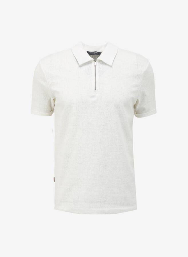 Pierre Cardin Jacquard Ecru Men's Polo T-Shirt TISSEL - 9