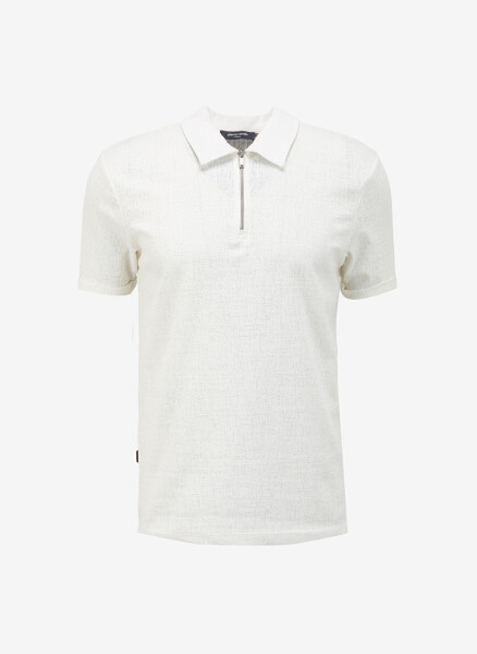 Pierre Cardin Jacquard Ecru Men's Polo T-Shirt TISSEL - 1