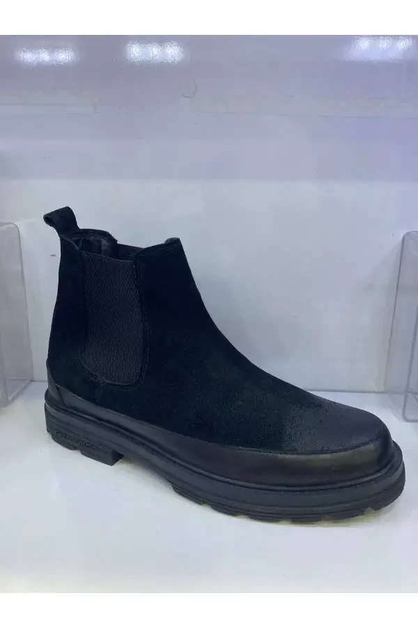 Pierre Cardin men's boots, nubuck leather, elastic collar, lace-up. - 1