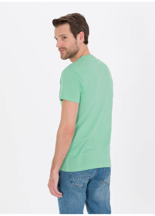 Pierre Cardin Men's Plain Light Green T-Shirt with Crew Neck - 17