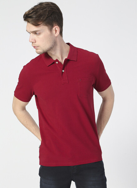 Pierre Cardin Men's Plain Red Polo T-Shirt with Polo Collar - 1